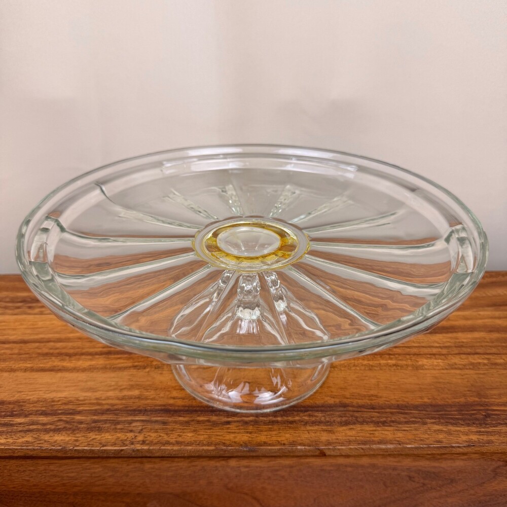 Federal Glass Colonial Pressed Glass Pedestal Cake Stand Fluted Base 10.5in